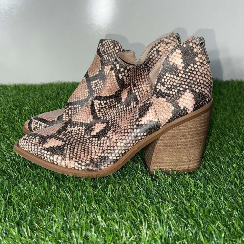 Universal Thread Snakeskin Print Ankle Boots - Bl… - image 1